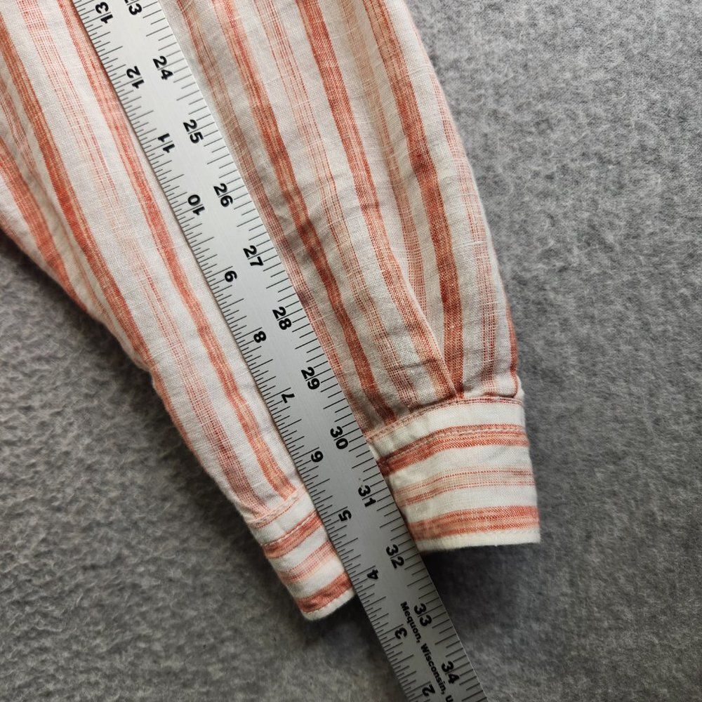 Tommy Bahama Relax Shirt Mens XL Orange Striped Linen Long Sleeve Pocket - Picture 12 of 14